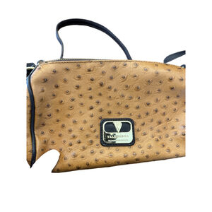 Women's Valentina Brown Ostrich Print Crossbody Bag Leather One Size